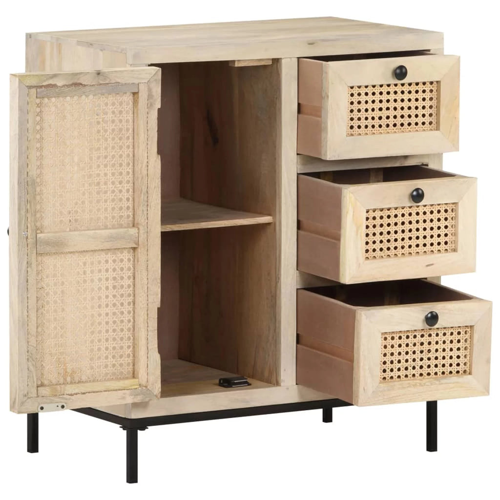 Solid Mango Wood and Natural Cane Sideboard K713