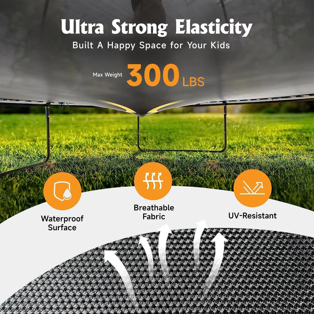 12FT Trampoline with Basketball Hoop and Safety Enclosure Net Y982