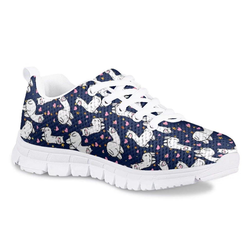 Sneakers for Girls Cartoon Alpaca Print Low Top Lace Up Size 12 N5658