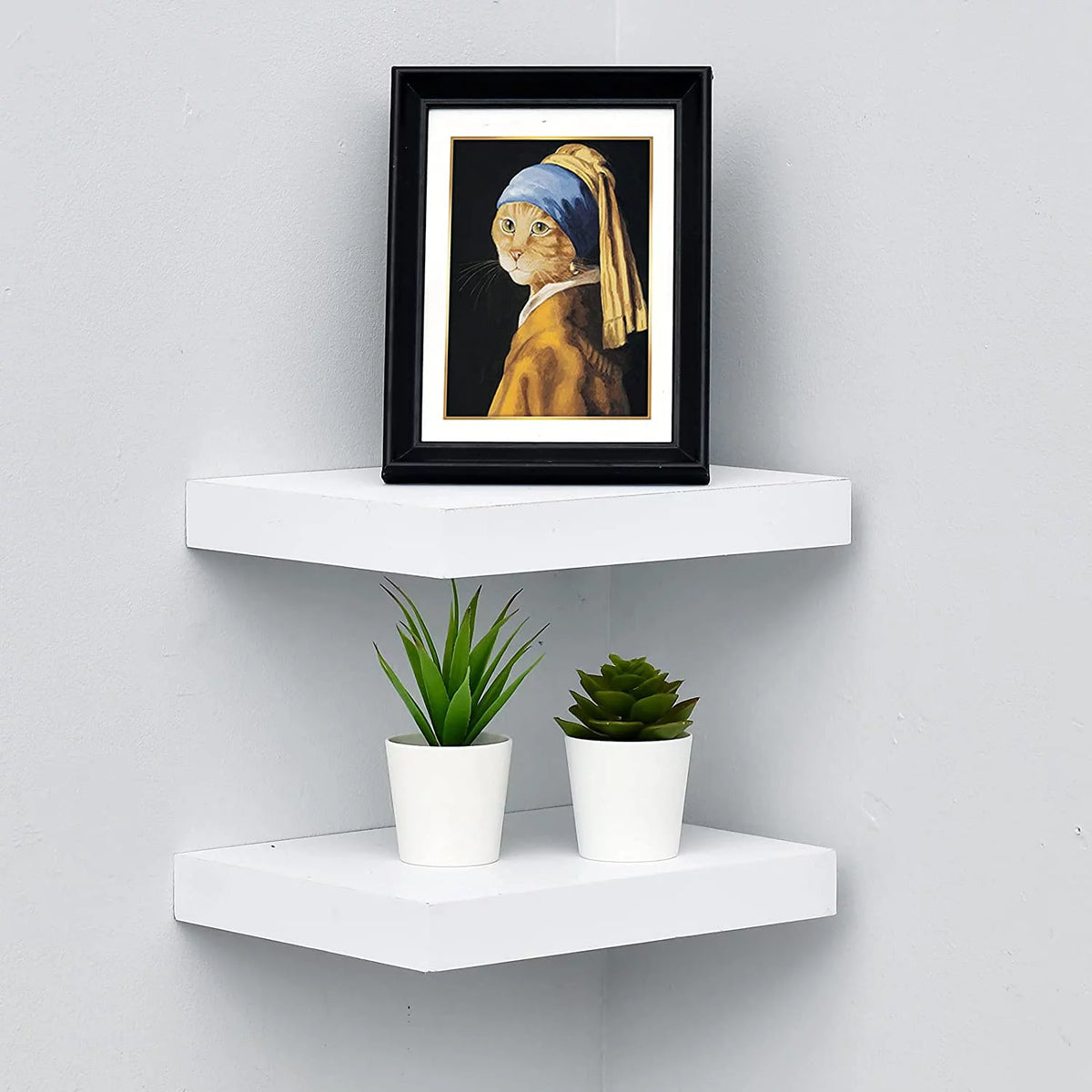 White 10 Inch Wood Floating Shelf Set of 2 I9856