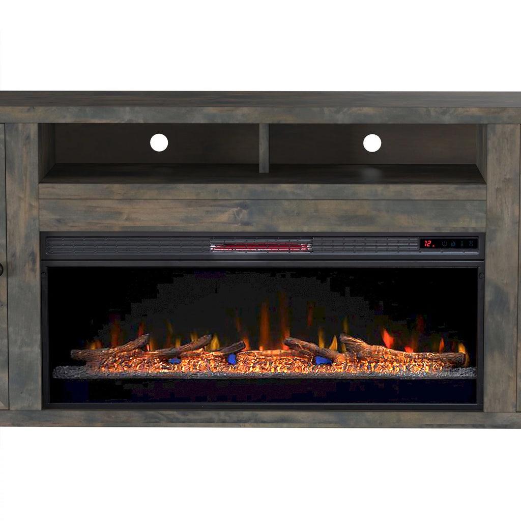 85 inch Rustic Solid Wood Fireplace TV Stand V265680