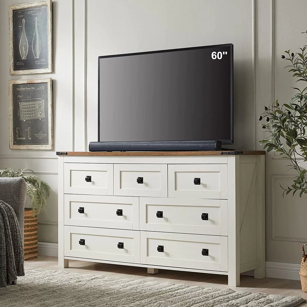Light Rustic Oak 7 Drawer Dresser Storage Cabinet U961
