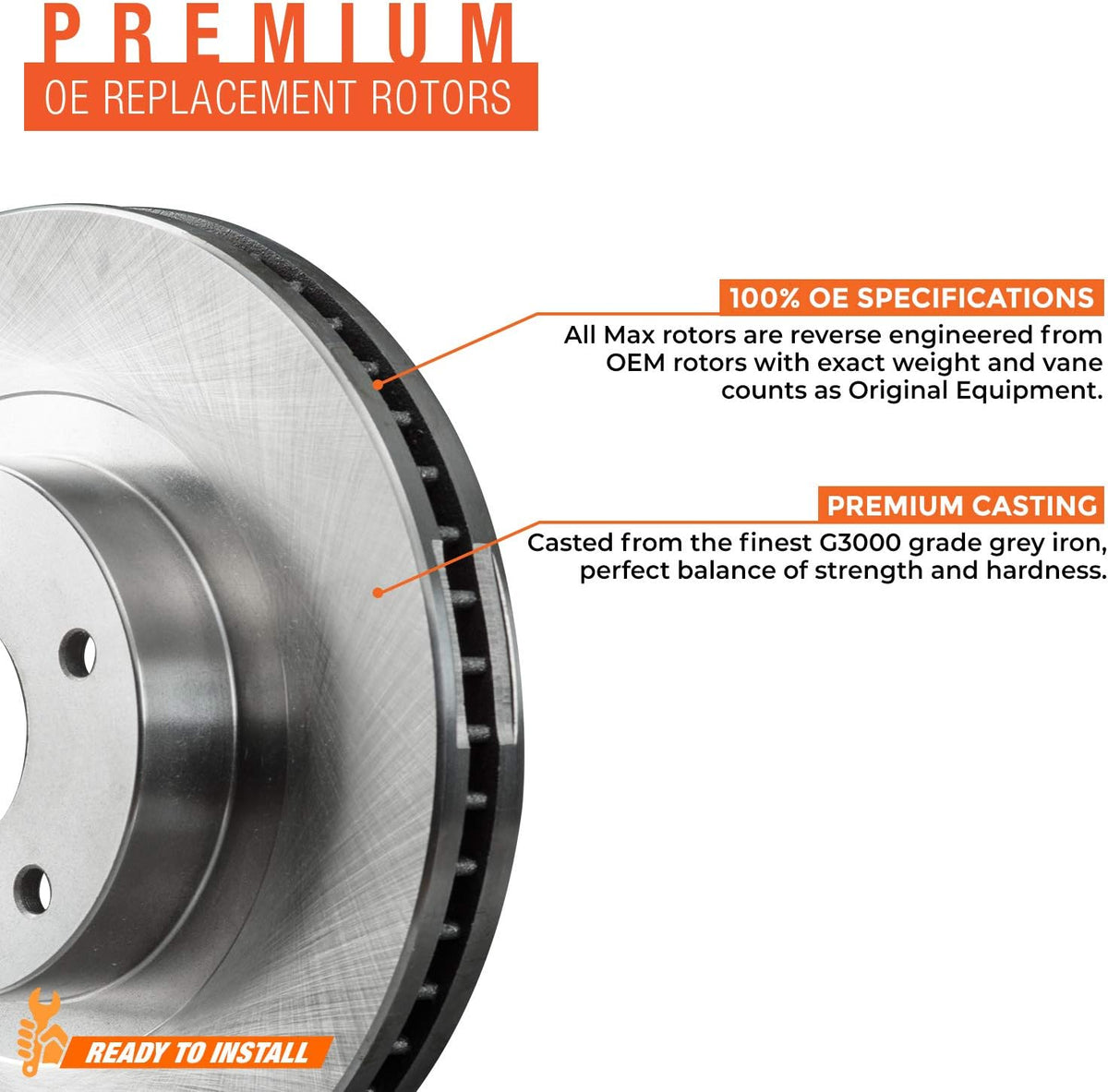 Max Brakes Premium OE Rotors with Carbon Ceramic Pads L45007