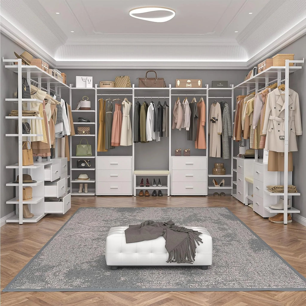 White Heavy Duty Clothing Rack with 6 Drawers D68996