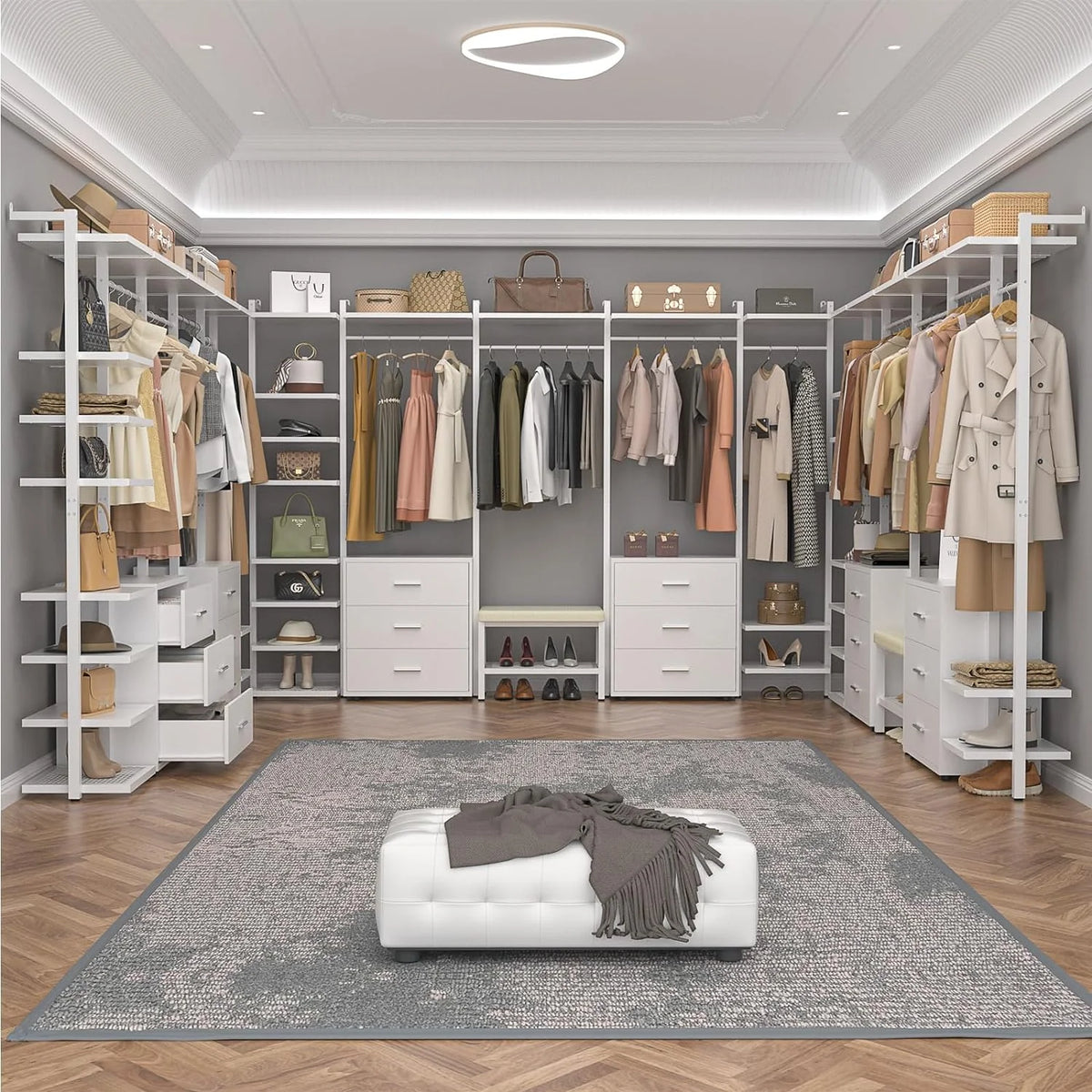 White Heavy Duty Clothing Rack with 6 Drawers D68996