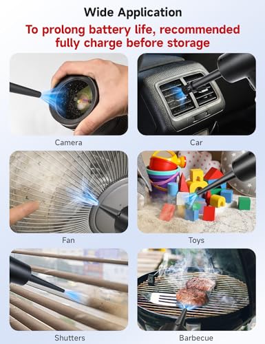Compressed Air Duster 3-Gear 51000RPM Cordless Rechargeable LED Light Black Y927723