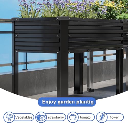 Galvanized Raised Garden Bed with Legs, 2PCS 48×18×30in Elevated Planter Box, Black X275