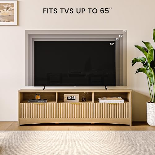 Nature Oak TV Stand with Drawers and Open Shelf H799