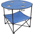 Round 2-Tier Folding Camp Table with 4 Cupholders and Carrying Bag L364817