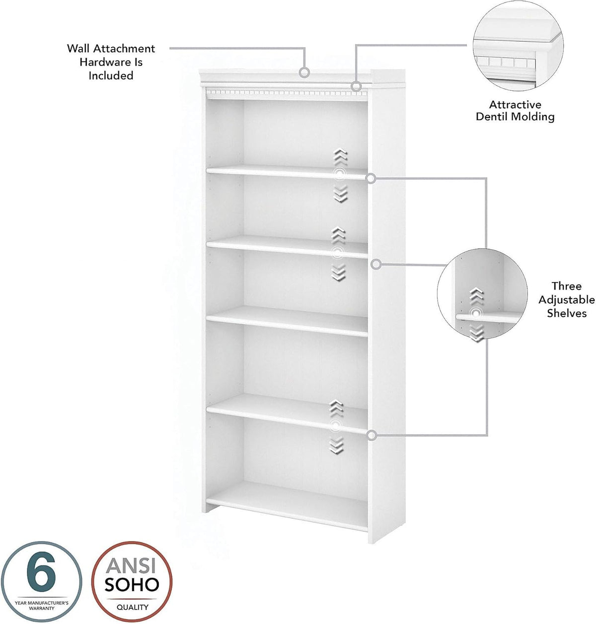 Tall 5 Shelf Bookcase G8364