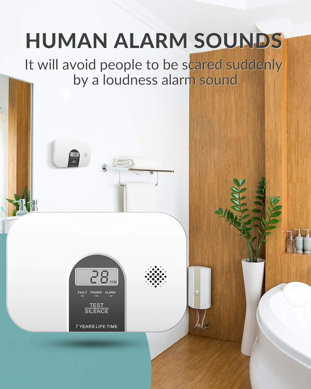 Carbon Monoxide Alarm Detector with LCD Digital Display, 4 Packs P36235