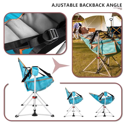 Folding Aluminum Adjustable Hammock Camping Chair with Pillow Cup Holder Carry Bag O242419
