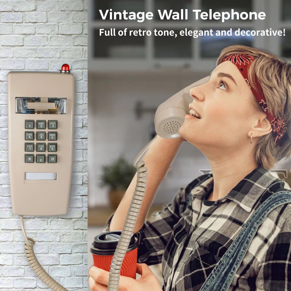 Vintage Corded Wall Telephone A7390