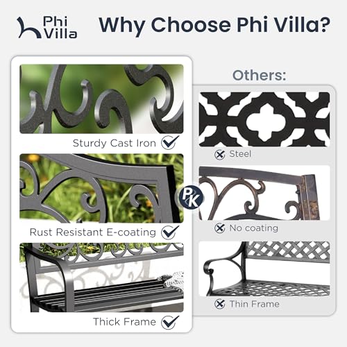 43 Inch Cast Iron Steel Frame Outdoor Garden Bench N1126