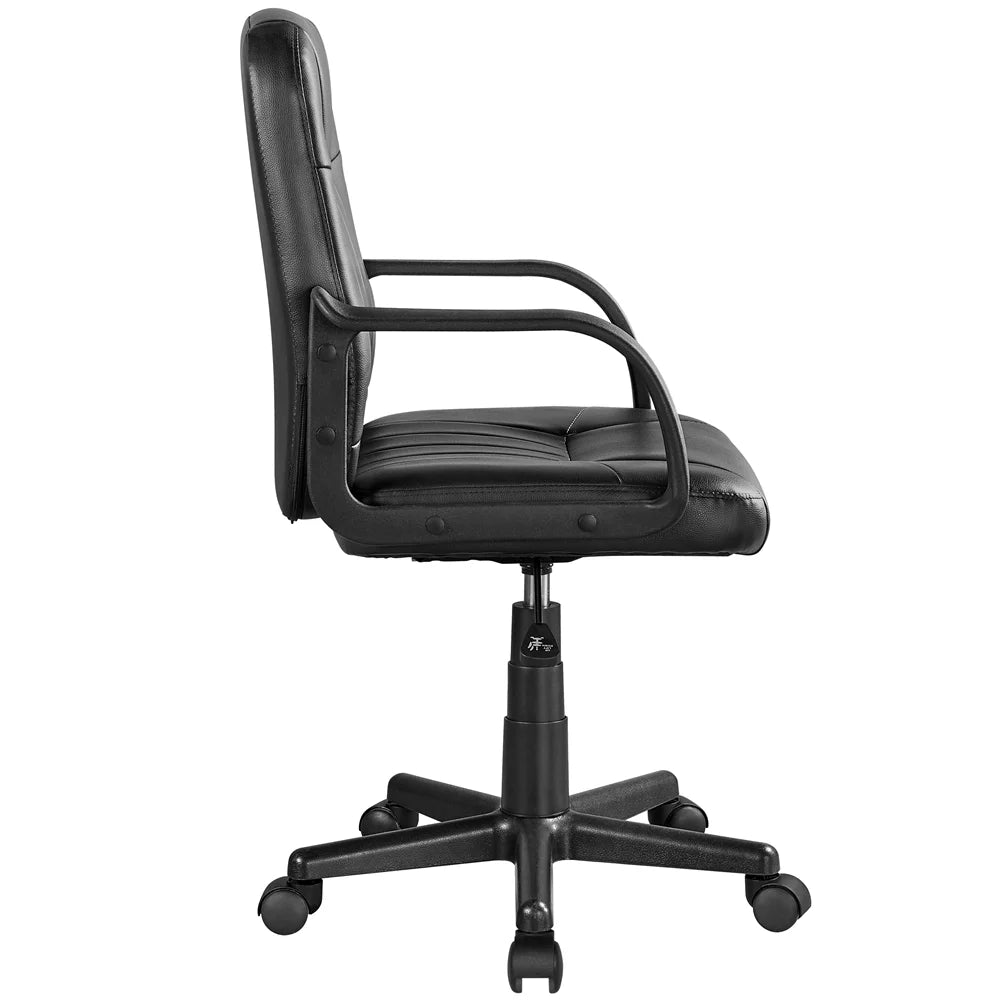 Black Faux Leather Swivel Office Chair Set of 2 Q647