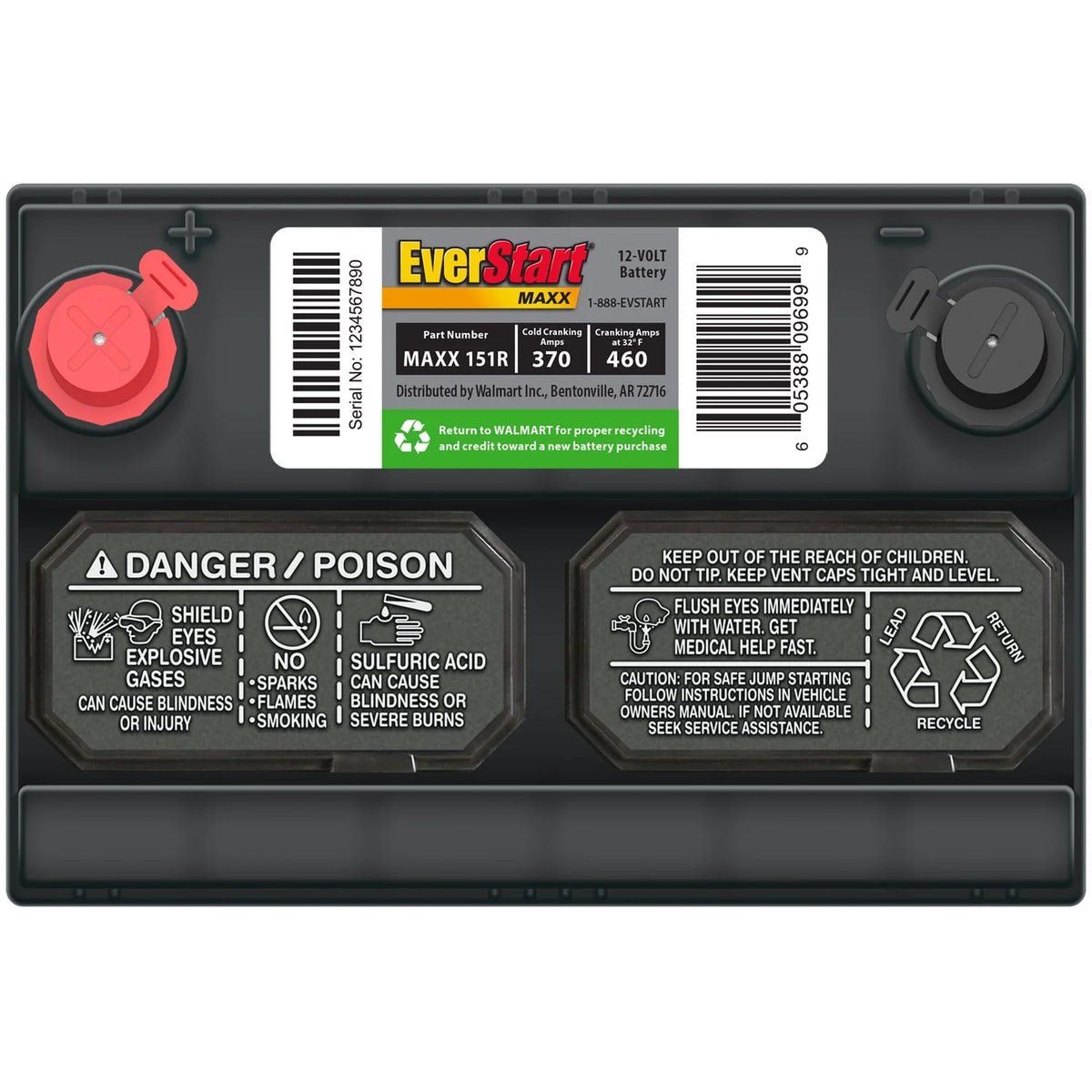 Lead Acid Automotive Battery Group Size 151R 12 Volt 370 CCA Y444