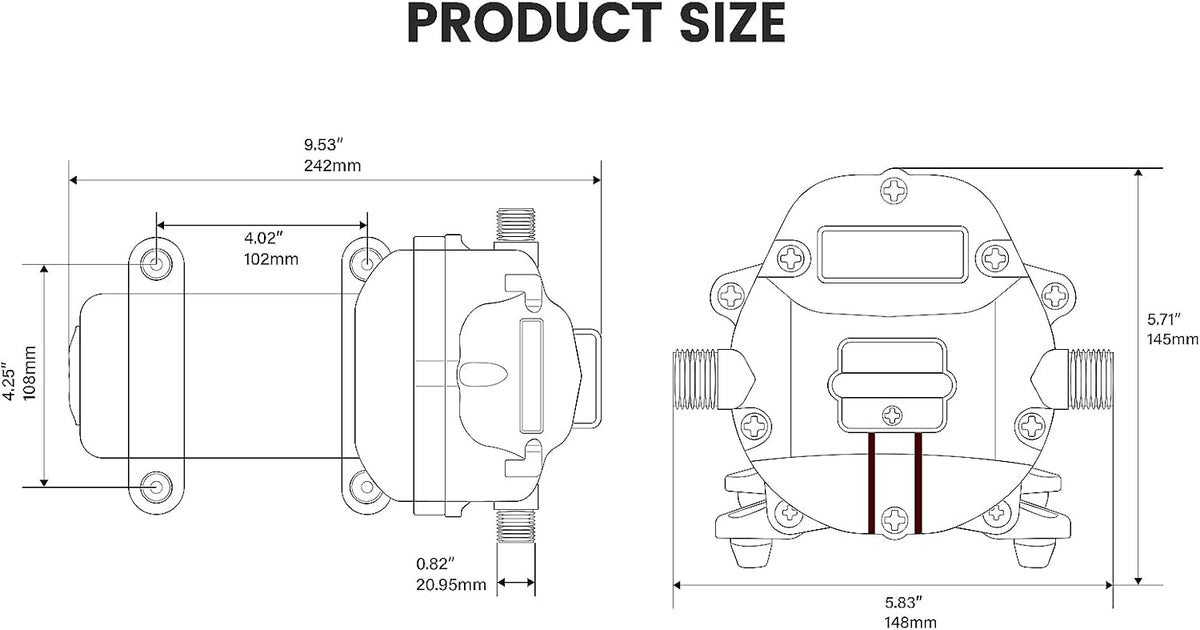 12V Water Pressure Diaphragm Pump 5.5GPM 70PSI Z751