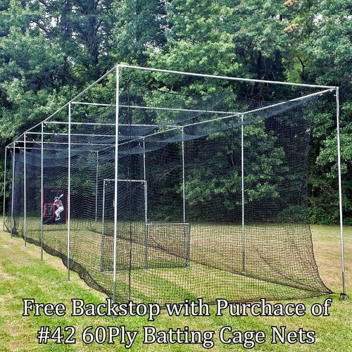 10' H X 12' W X 40' L Batting Cage Net 60 Ply with Backstop N248259