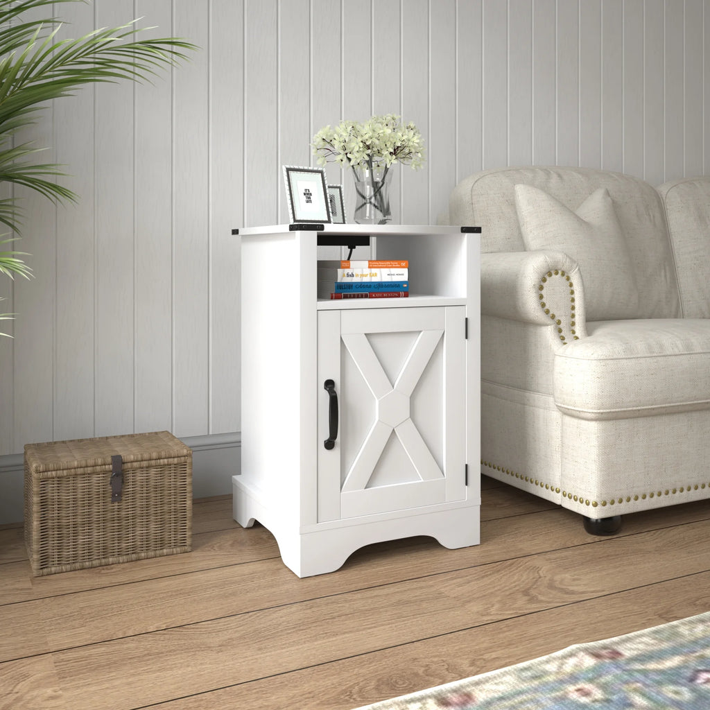 White Wood Nightstand B50179