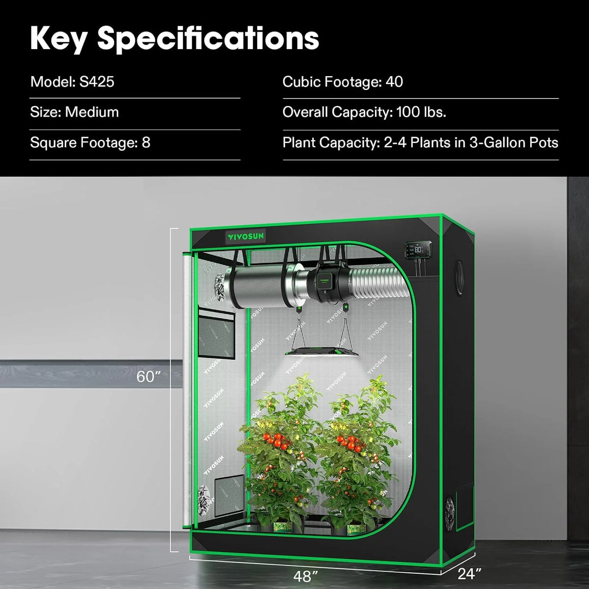 4x2 Grow Tent with Observation Window and Floor Tray Q53500