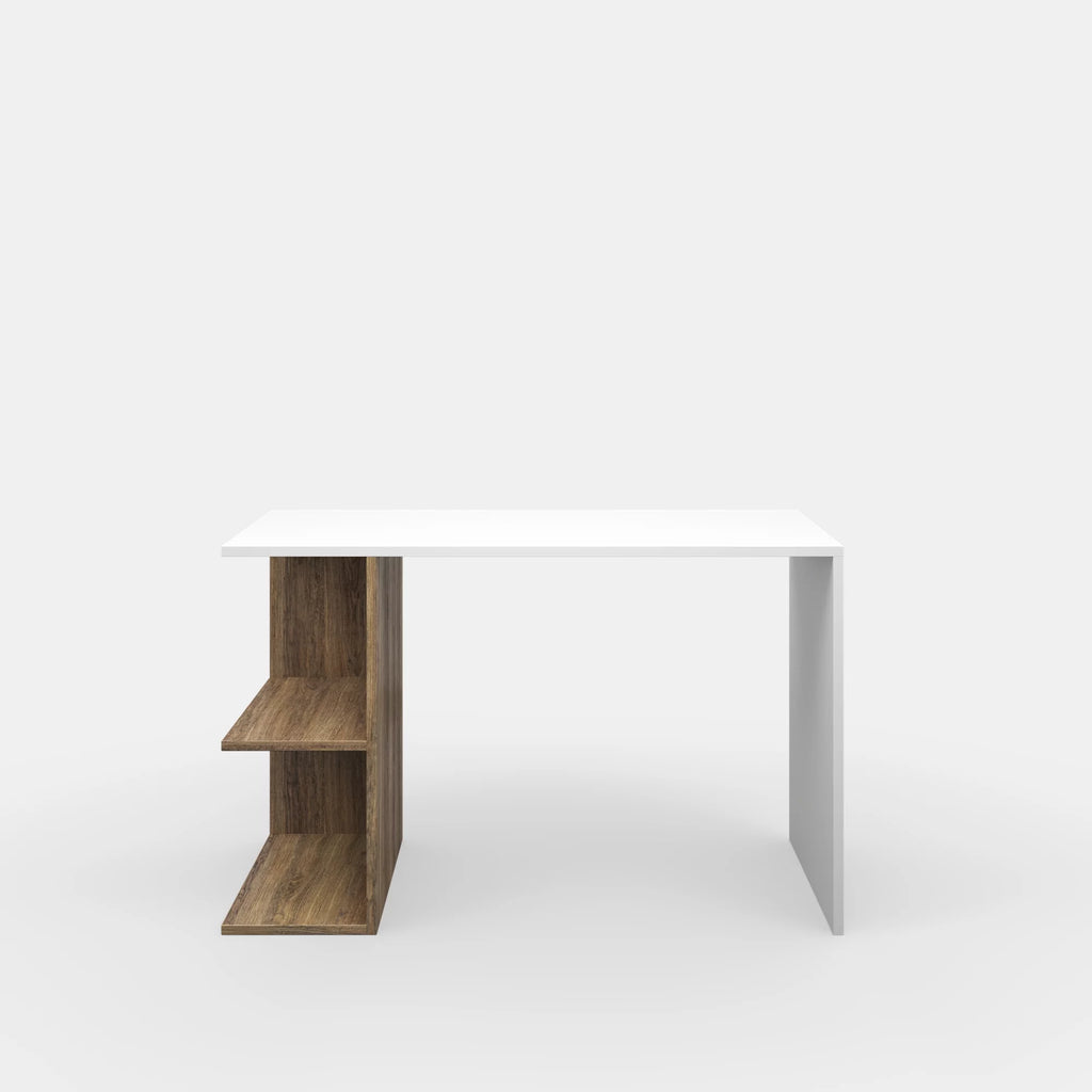 2 Tier White Walnut Modern Desk T892837