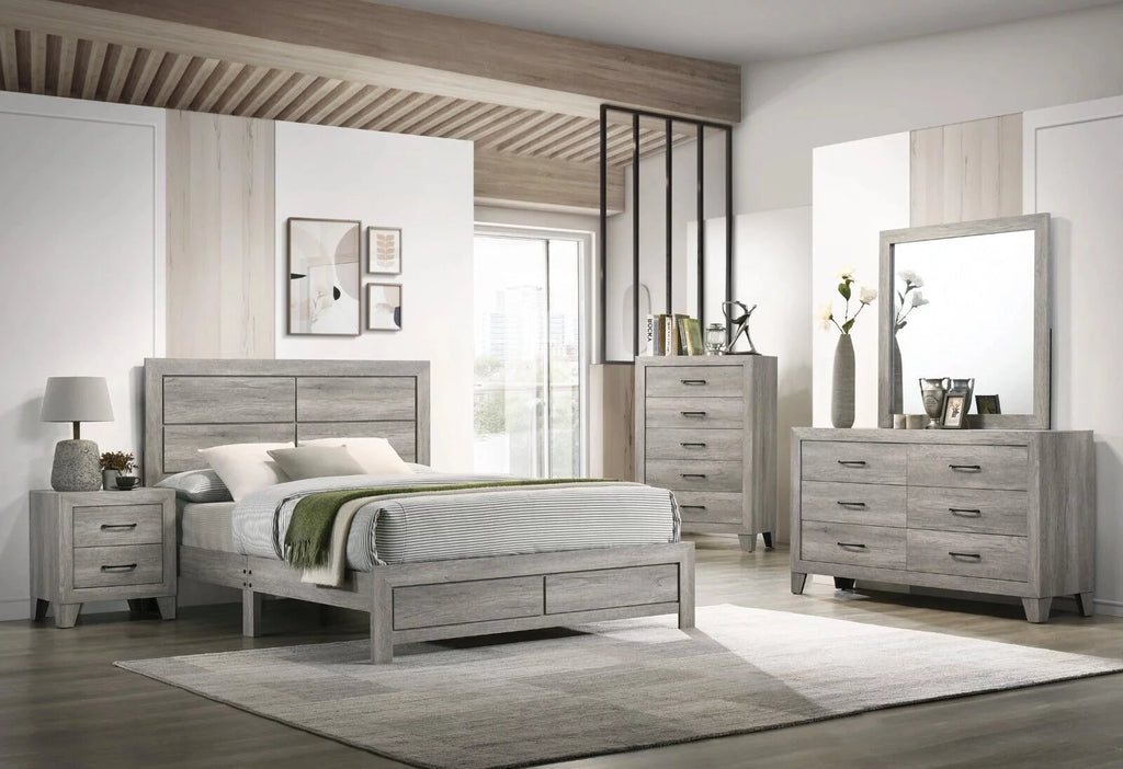 4pc King Size Gray Wooden Bedroom Set Z713
