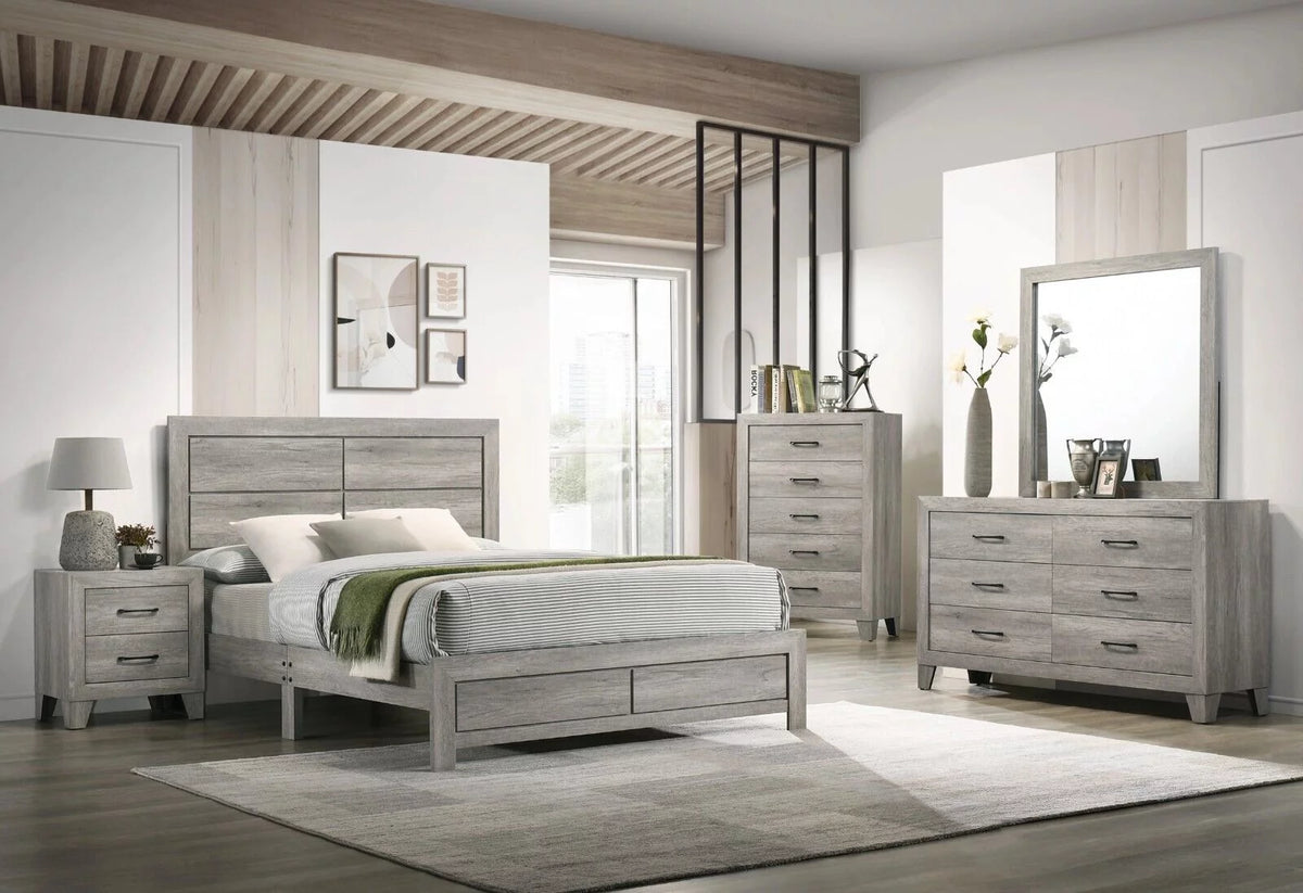 4pc King Size Gray Wooden Bedroom Set Z713