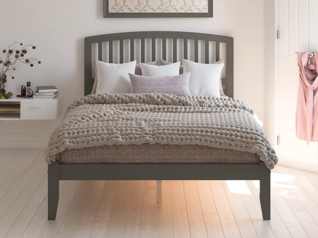 Queen Platform Bed with Open Foot Board in Grey M217