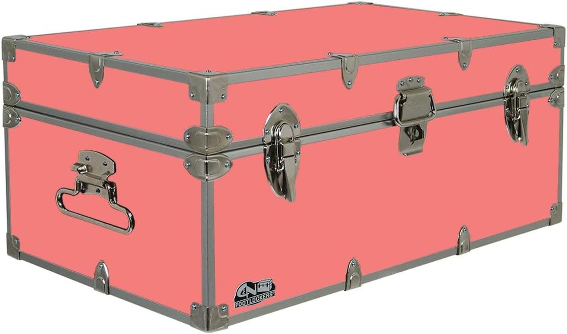 Camp Trunk Footlocker 32 x 18 x 13.5 Inches Coral E909337