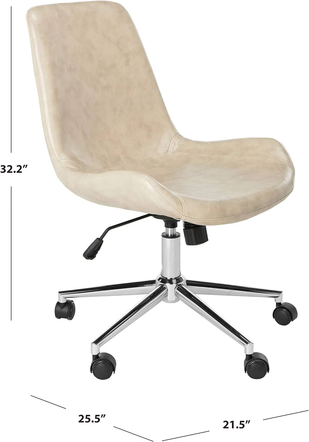 Beige Faux Leather Swivel Adjustable Office Desk Chair E4766
