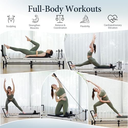 Foldable Pilates Reformer Machine with Adjustable Heights Y8833