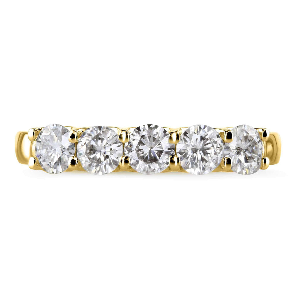 4/5 Carat Round Brilliant Near Colorless Moissanite Bridal Wedding Band 14K Yellow Gold V81045