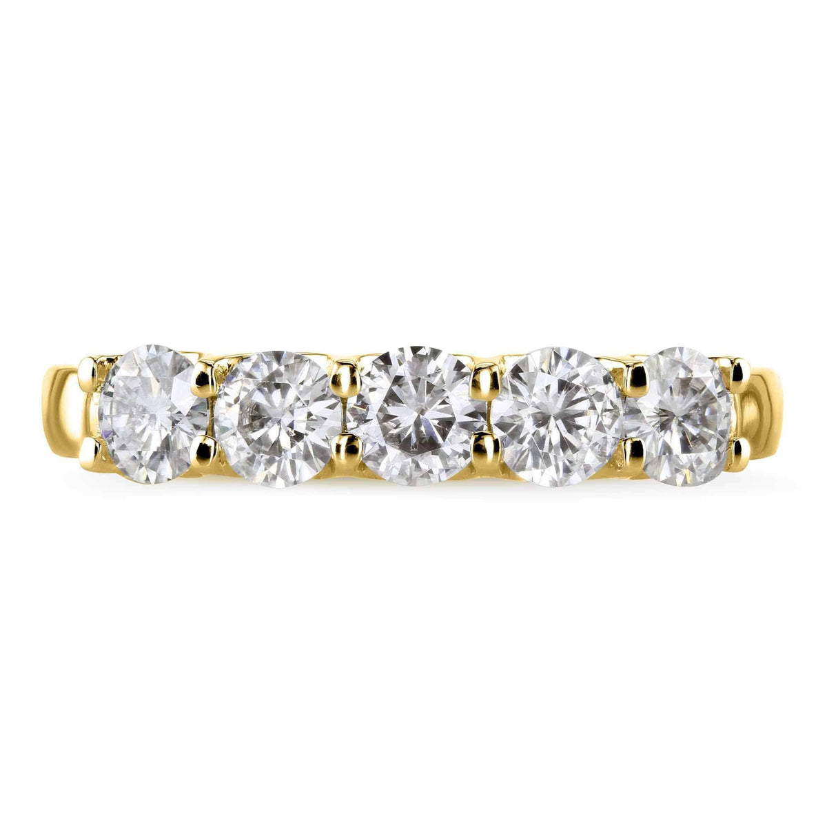 4/5 Carat Round Brilliant Near Colorless Moissanite Bridal Wedding Band 14K Yellow Gold V81045