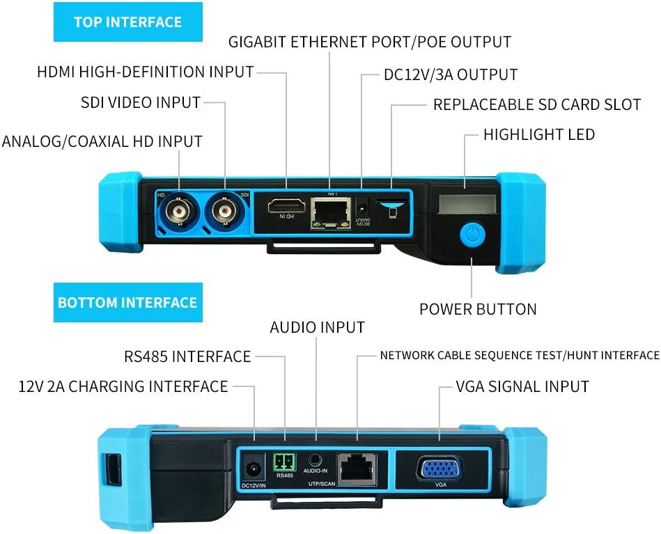 5 in 1 CCTV Tester Camera Tester IP Coaxial High-Definition POE HDMI Input E5054