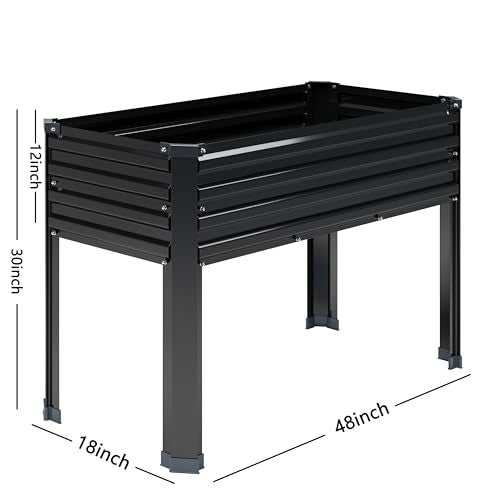Galvanized Raised Garden Bed with Legs, 2PCS 48×18×30in Elevated Planter Box, Black X275