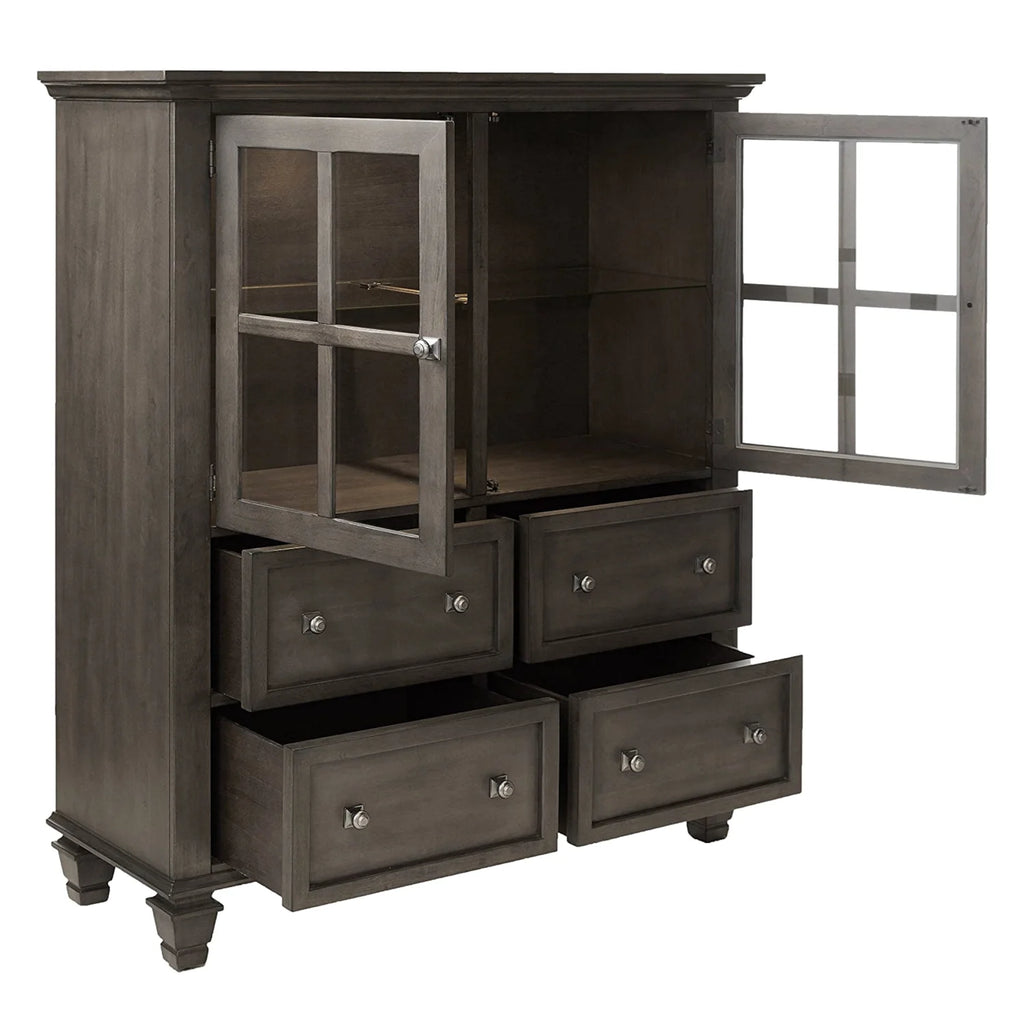 Large 4-Drawer Wood Lighted China Cabinet V644