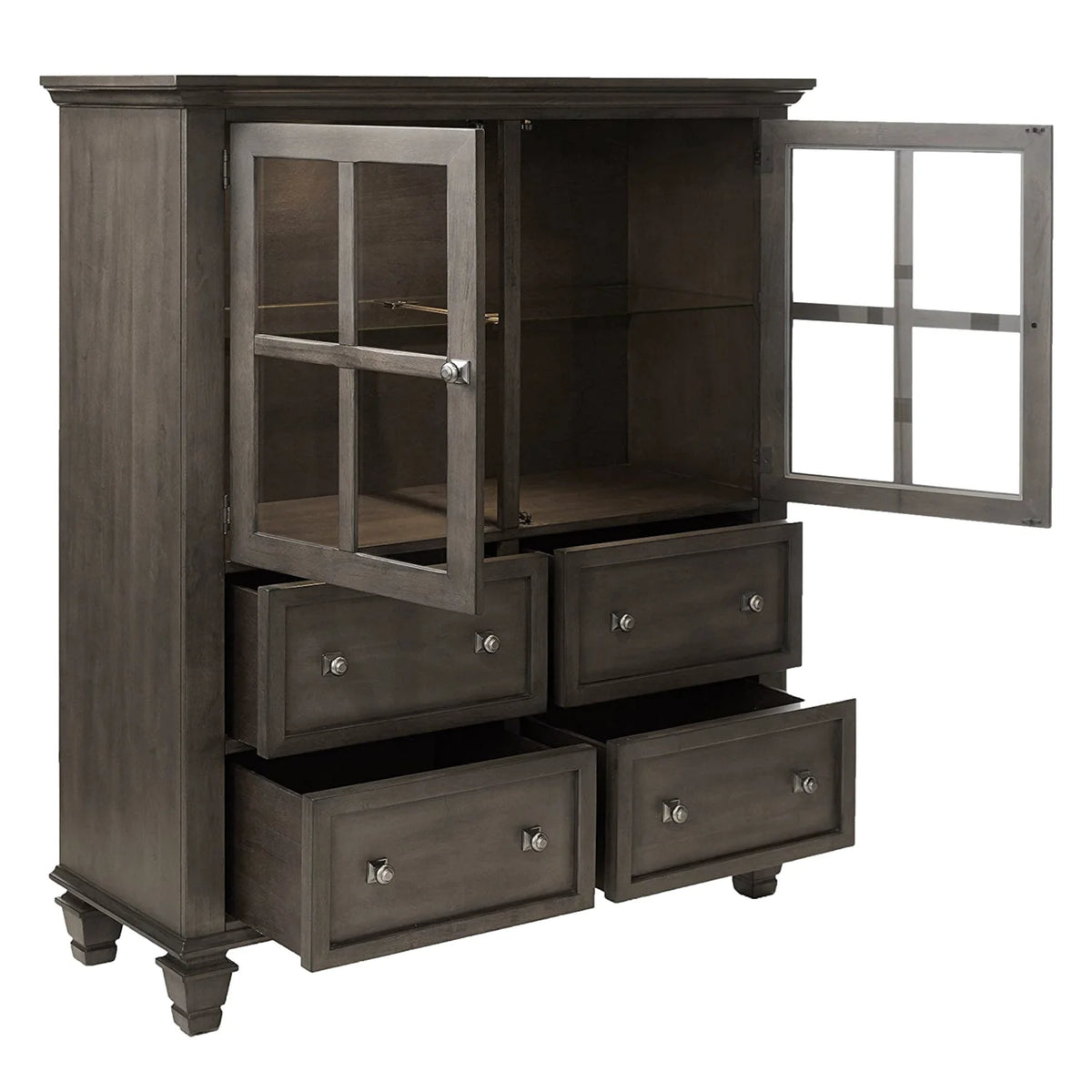 Large 4-Drawer Wood Lighted China Cabinet V644