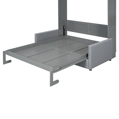 Full Size Grey Murphy Bed with Loveseat Sofa P6139