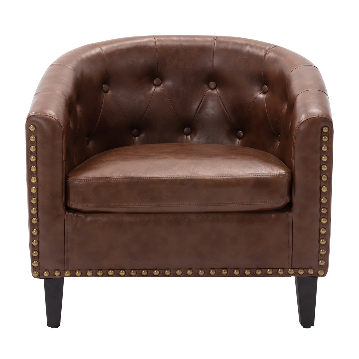PU Leather Tufted Barrel Chair W824