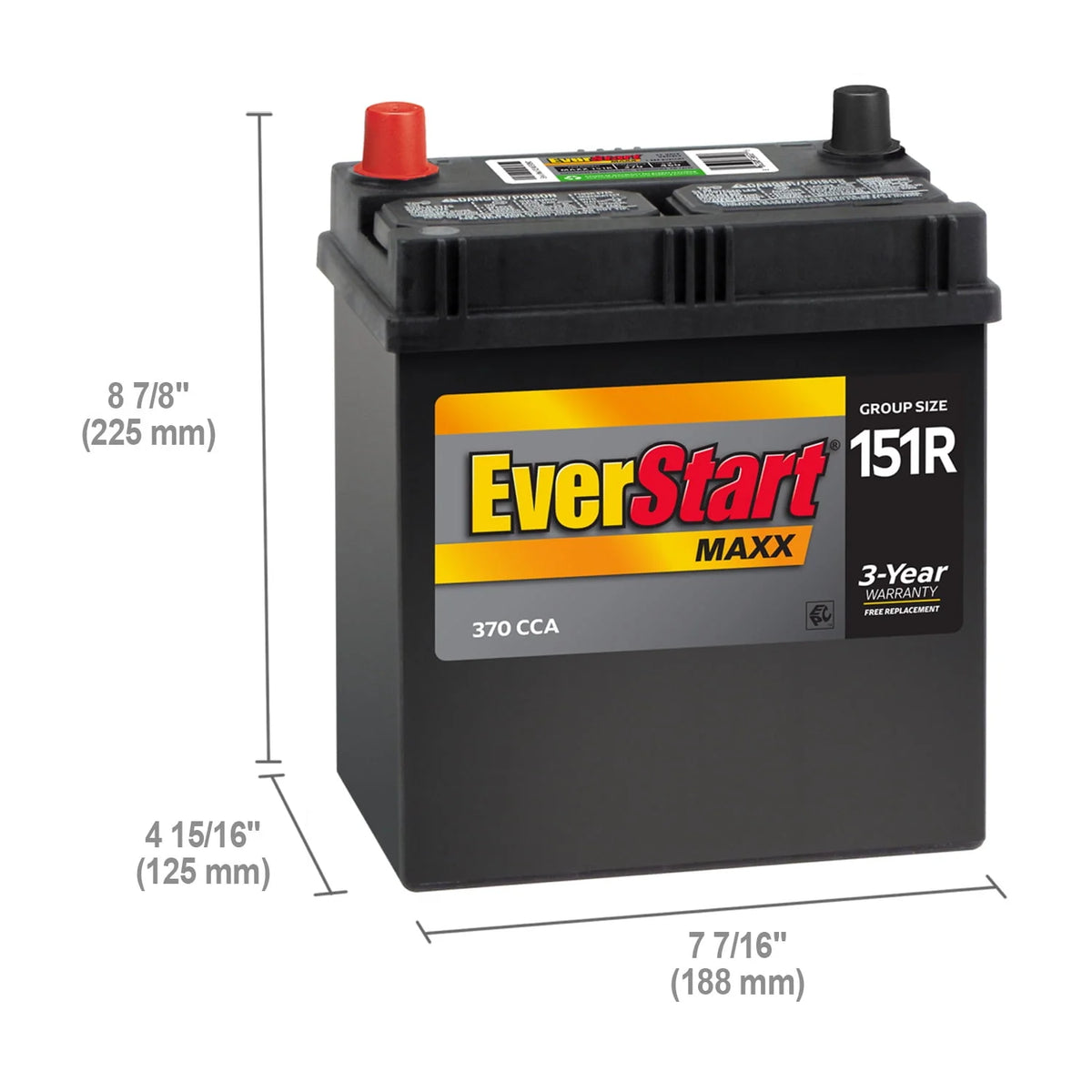 Lead Acid Automotive Battery Group Size 151R 12 Volt 370 CCA Y444