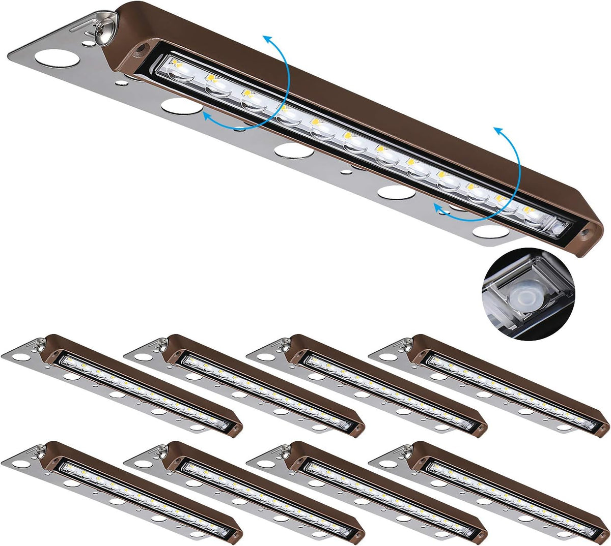 8-Pack 12 Inch Dimmable LED Hardscape Lighting 120° Swivel 12V-24V IP65 3W/5W/7W 3000K J592