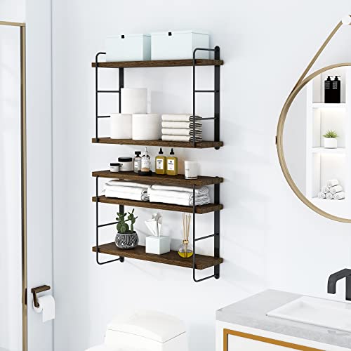 Wall Mounted Floating Shelves, 5 Brown Wood Shelves I379924