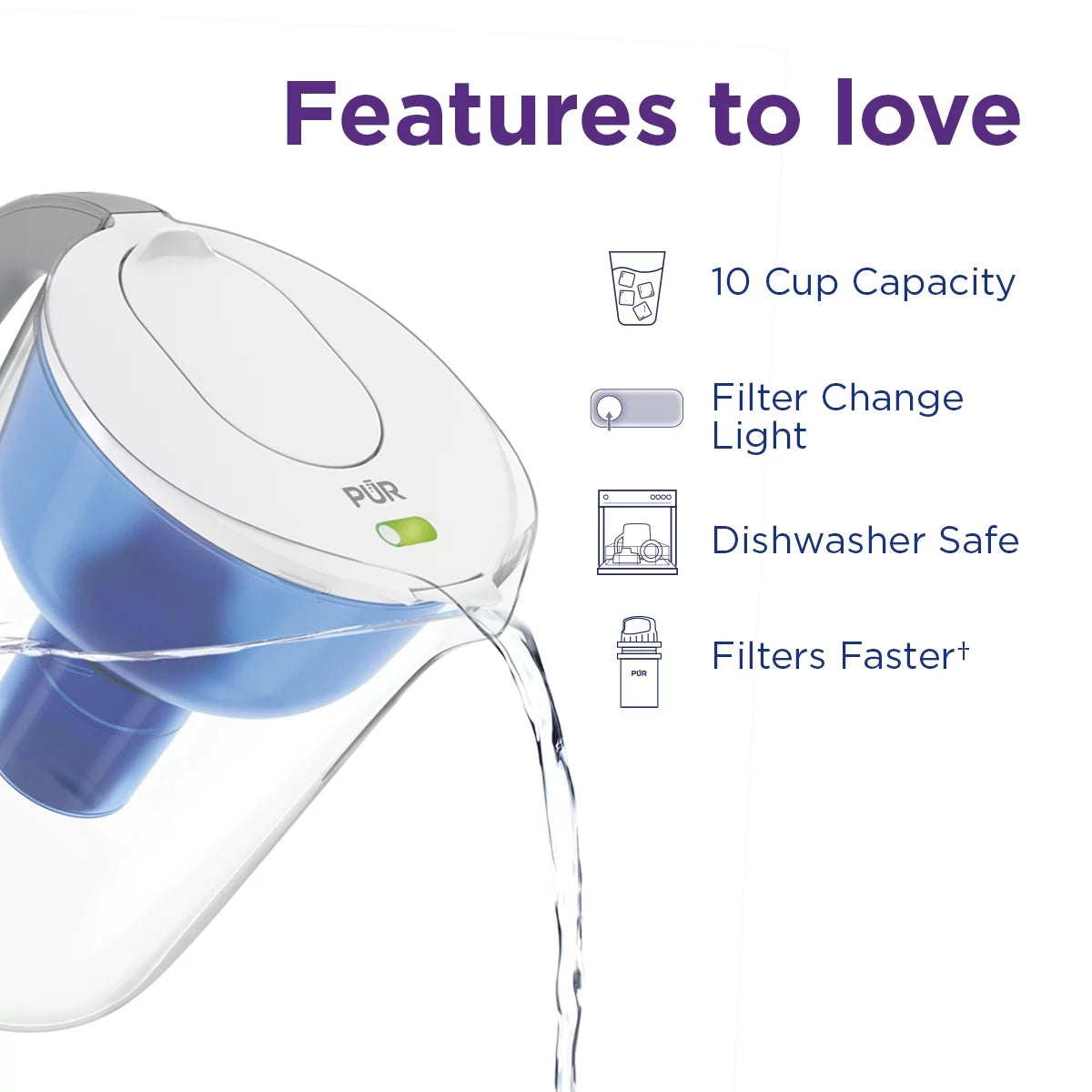 10-Cup Water Pitcher Filtration System White O826054