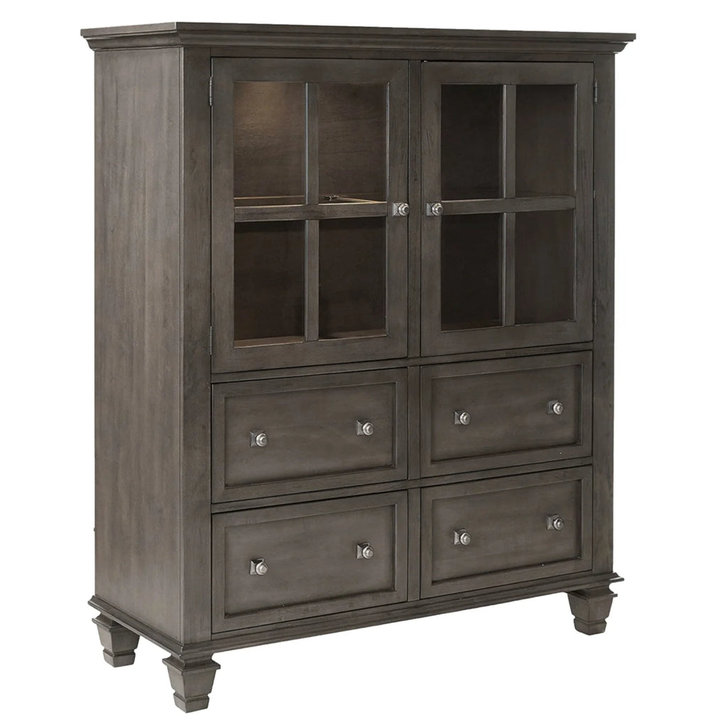 Large 4-Drawer Wood Lighted China Cabinet V644