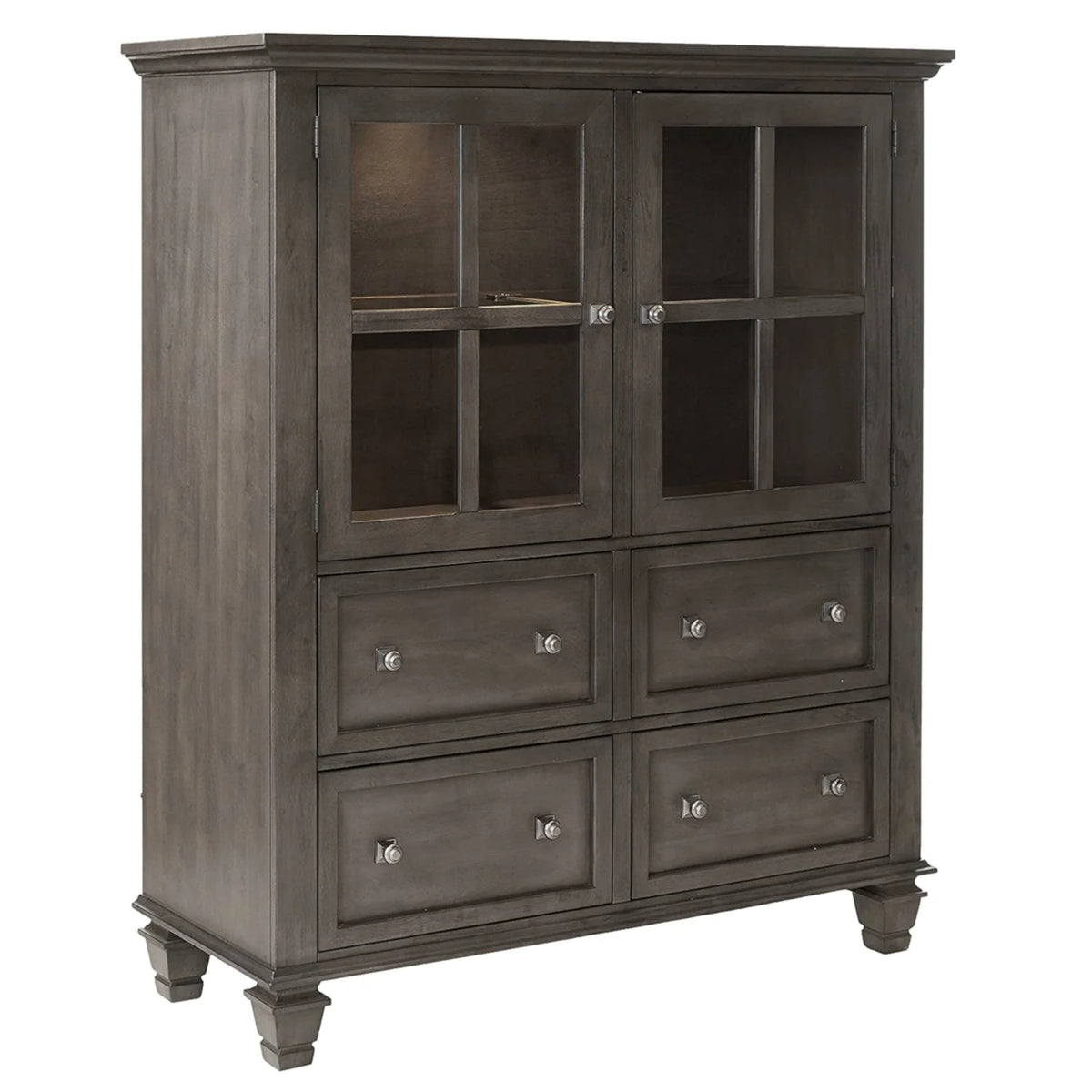 Large 4-Drawer Wood Lighted China Cabinet V644