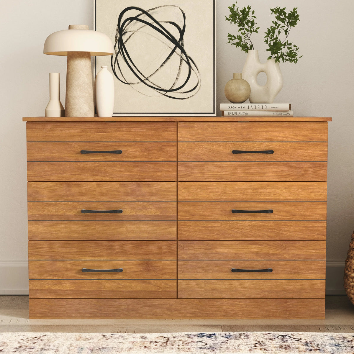 6 Drawers Amber Walnut Dresser K434823