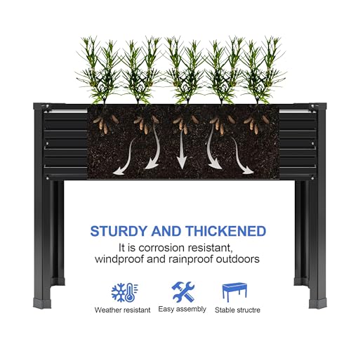 Galvanized Raised Garden Bed with Legs, 2PCS 48×18×30in Elevated Planter Box, Black X275