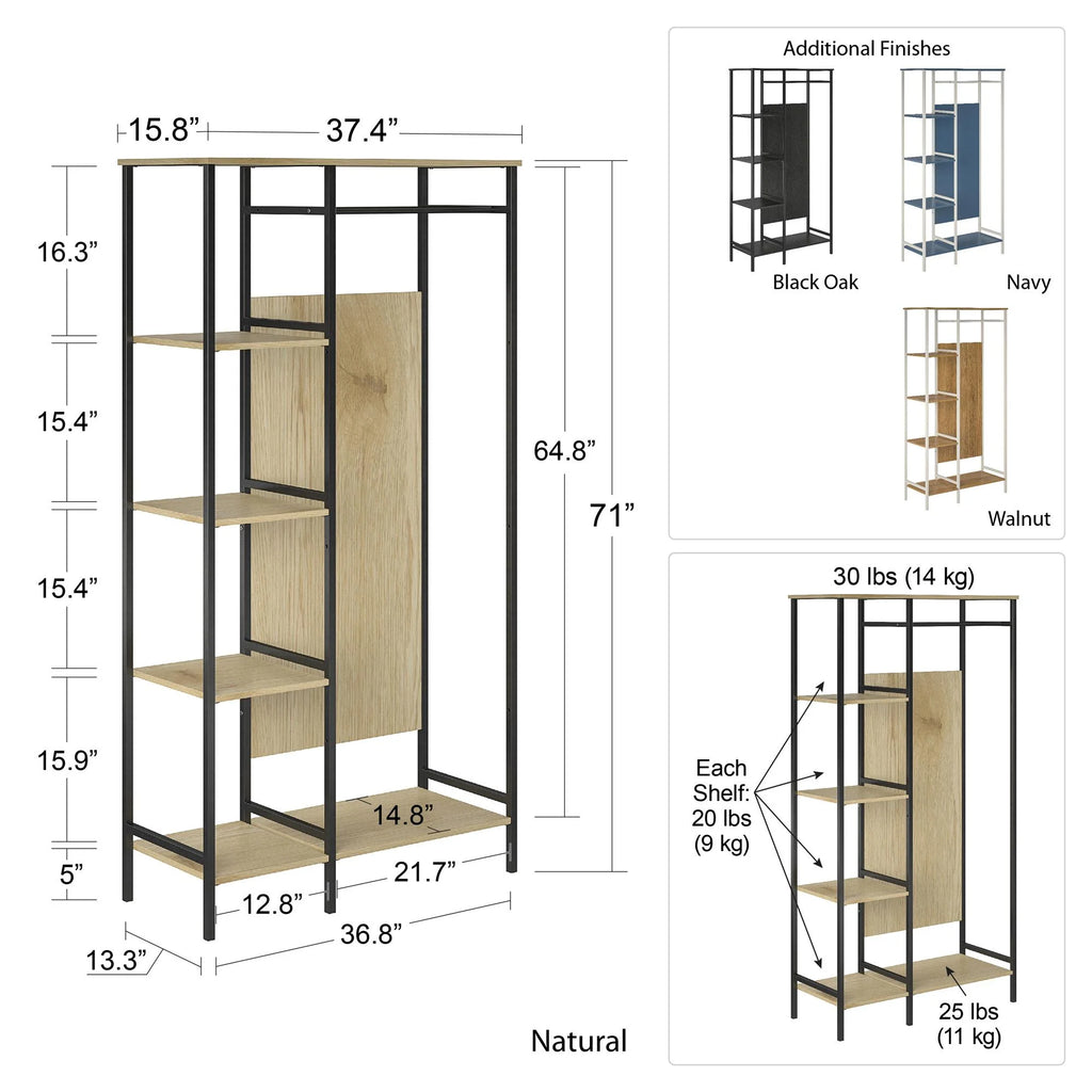 Walnut Open Wardrobe L924