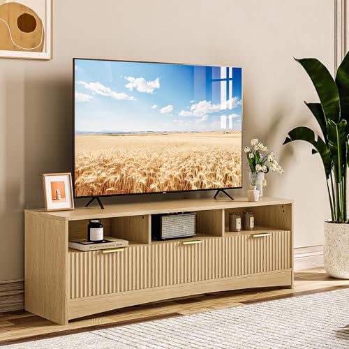 Nature Oak TV Stand with Drawers and Open Shelf H799