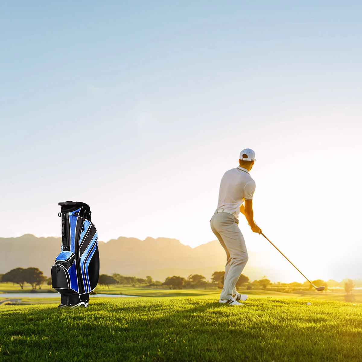 Golf Stand Cart Bag with 6 Way Divider Black E666